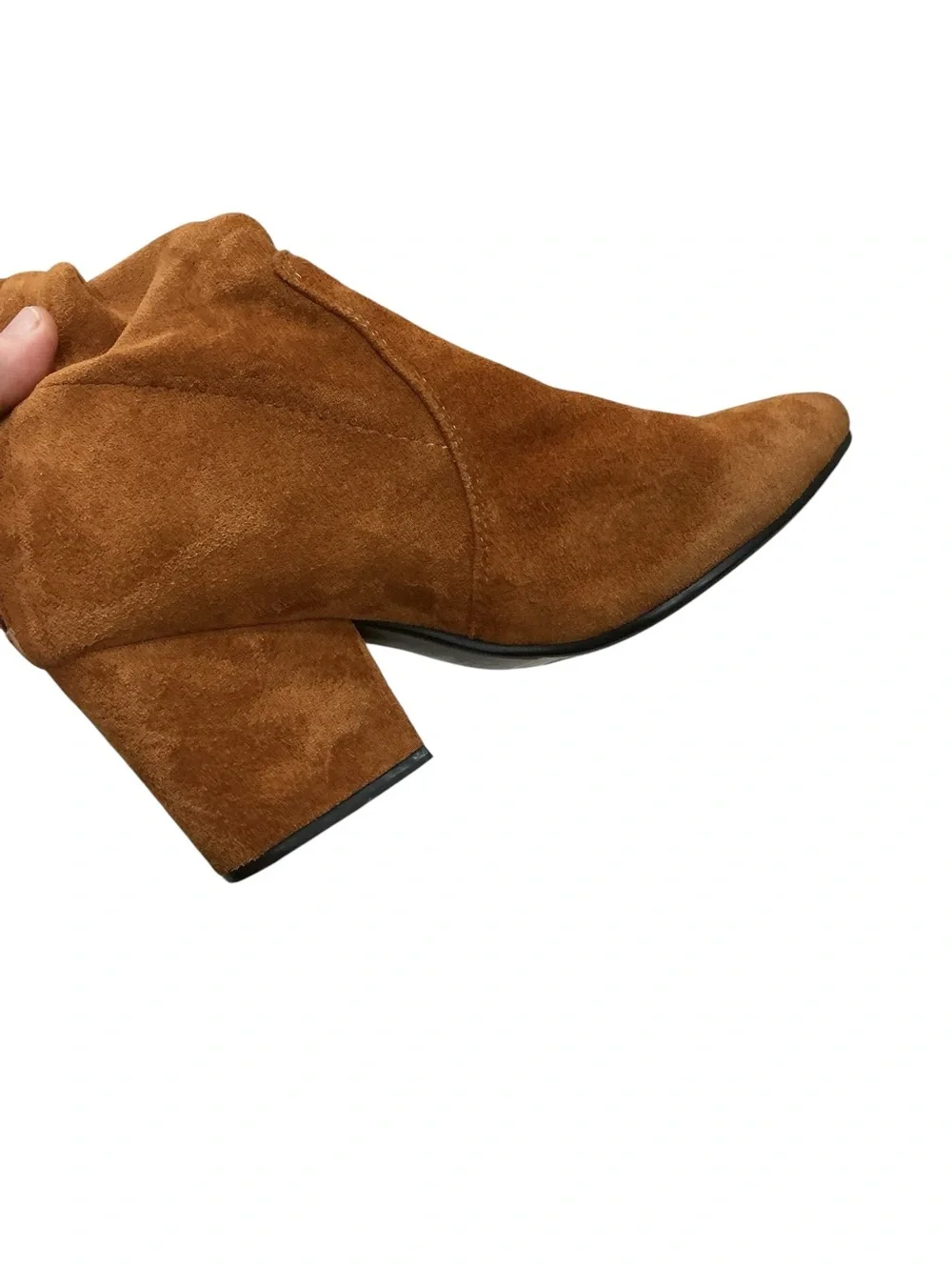 Goodnight Macaroon Marlo Thigh High Boots Women 6 Brown Suede OTK Block Heel